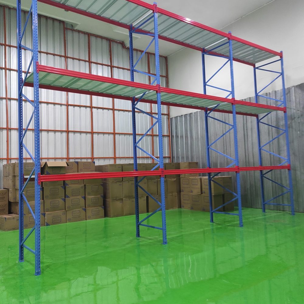 RAK BESI GUDANG UKURAN BESAR KAPASITAS 1 TON / LEVEL TIPE RR-1000 | PANJANG 240 CM, LEBAR 100 CM, TINGGI 500 CM